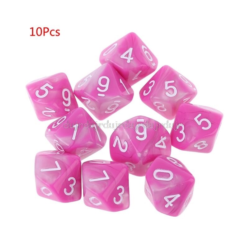 10pcs/set 10 Sided D10 Polyhedral Dices Numbers Dials Desktop Table Board Game N01 19