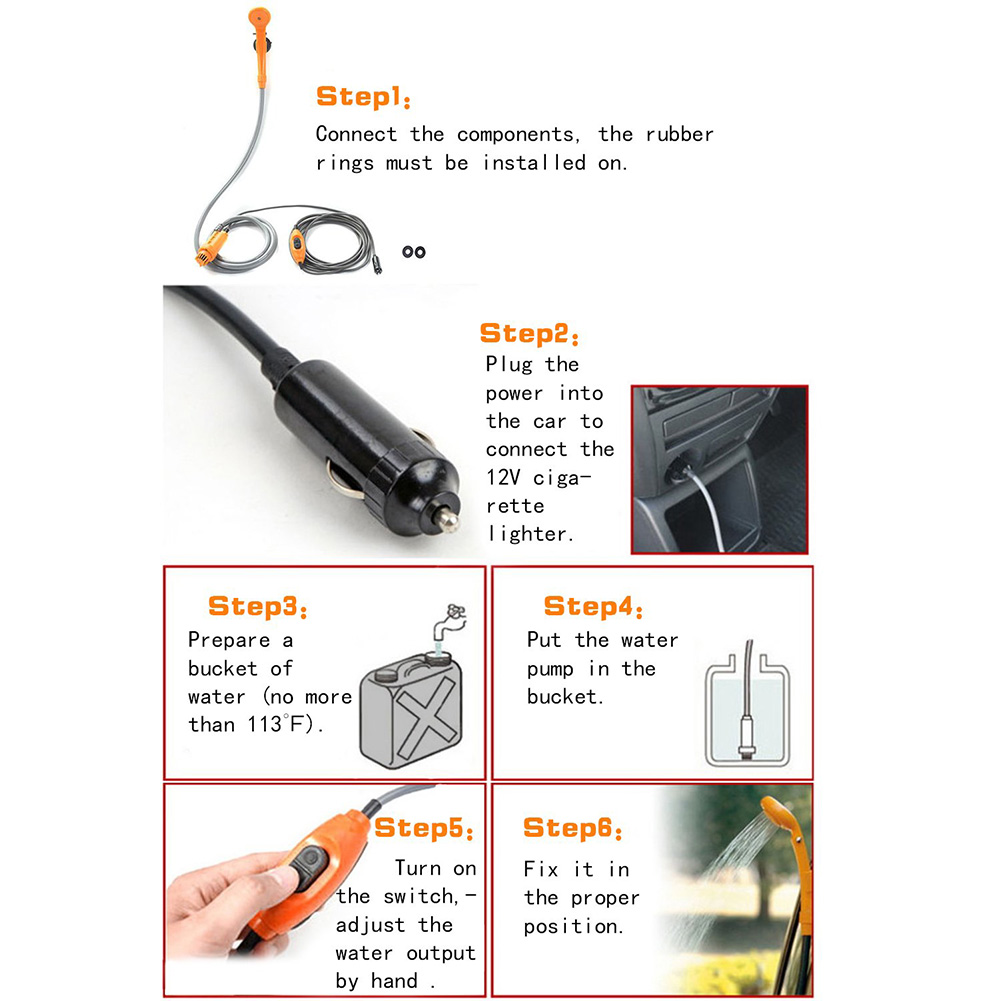 3 Kleuren 12V Elektrische Auto Plug Outdoor Camper Caravan Van Camping Reizen Douche Auto Caravan Wandelen Reizen Douche Pomp pijp Kit