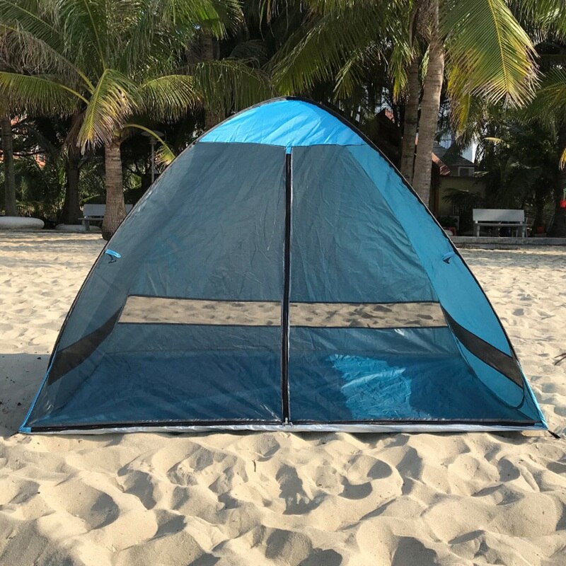 Anti-myg strand skygge telt med gaze uv beskyttelse automatisk camping udendørs transportabel strand telt mesh gardin