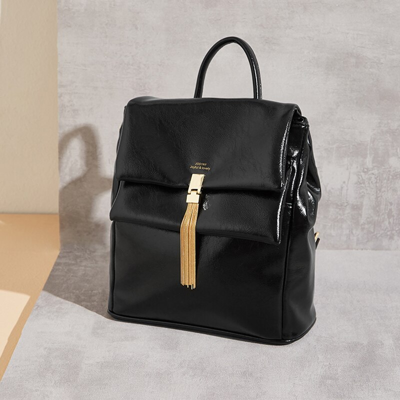 JOSINY Shoulder Corssbody Bags for Women's Female Handbag PU Leather Solid Color U-Shape Large Capacity with Magnet Hook: I Black