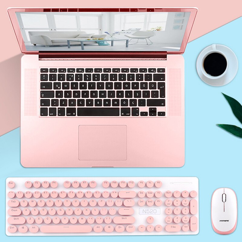 Gelée peigne Ultra mince 2.4G sans fil clavier et souris Combos pour PC portable bonbons rose femmes fille maison bureau clavier souris ensemble