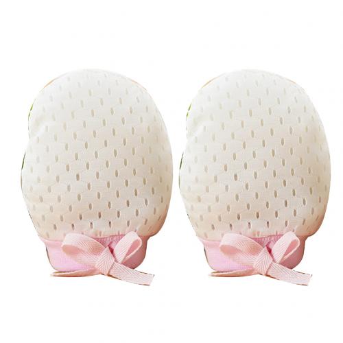 1 Pair Baby Gloves Anti-scratch Adjustable Drawstring Newborn Baby Cotton Mittens Anti Scratch Gloves For Newborn Baby cute baby: Pink