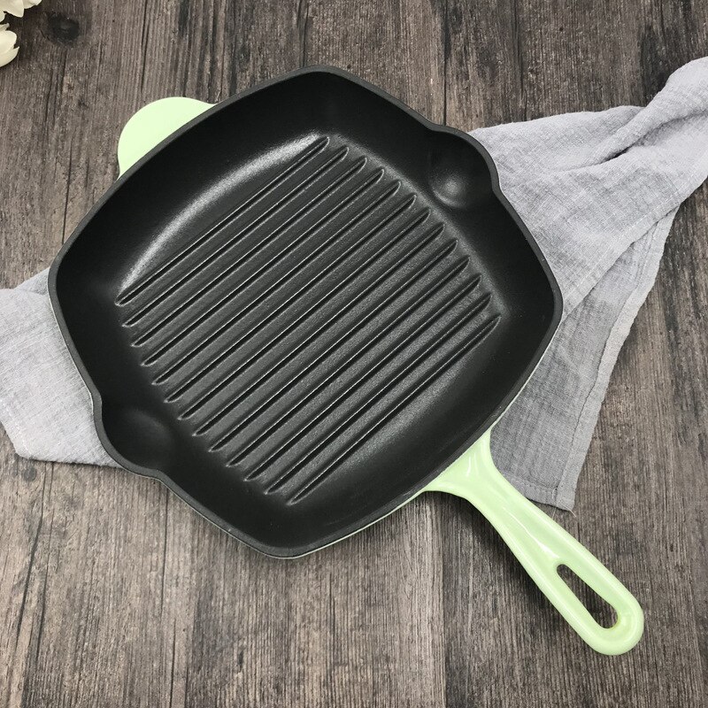 Thickened enamel cast iron steak minus pan non-stick pan stripe pan frying pan steak pan barbecue pot: 1