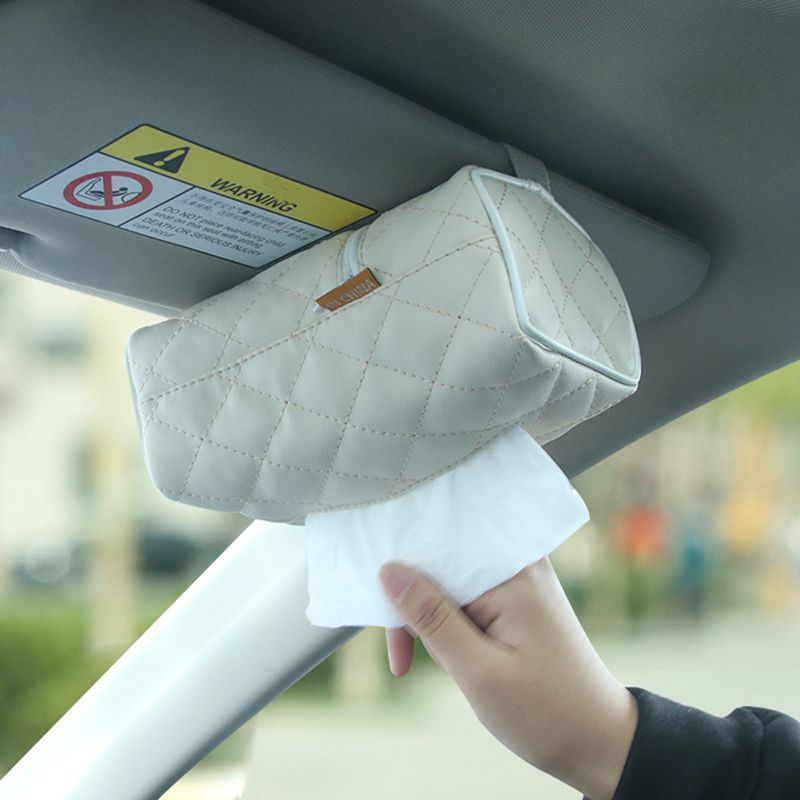 Car Tissue Box Rectangular Leather Facial Tissue Box Napkin Holder Auto Interior Storage Decoration