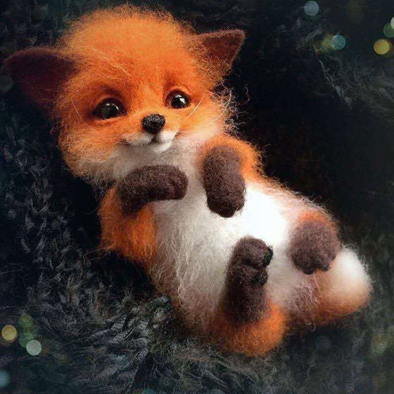 Jiwuo-jouet fait à la main avec dessin animé, renard chiot chat, chien, poupée en feutre avec aiguille, paquet matériel plaqué, bricolage mignon, feutre en laine Animal