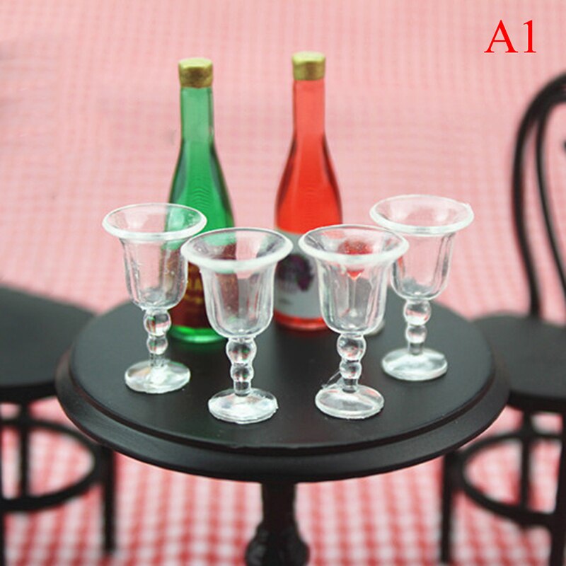 4 Uds 1/12 Mini taza transparente de resina simulación de muebles modelo juguetes para decoración de casa de muñecas accesorios en miniatura: Blanco