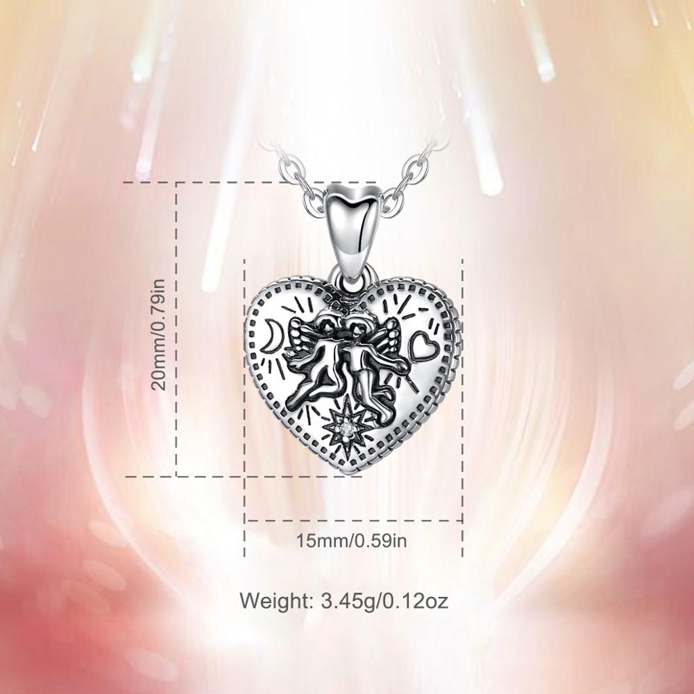 Eudora 925 Silver Love god Cupid angel Pendant Necklace Solid Silver Heart Love Necklaces Fine Jewelry for Lover wife D462
