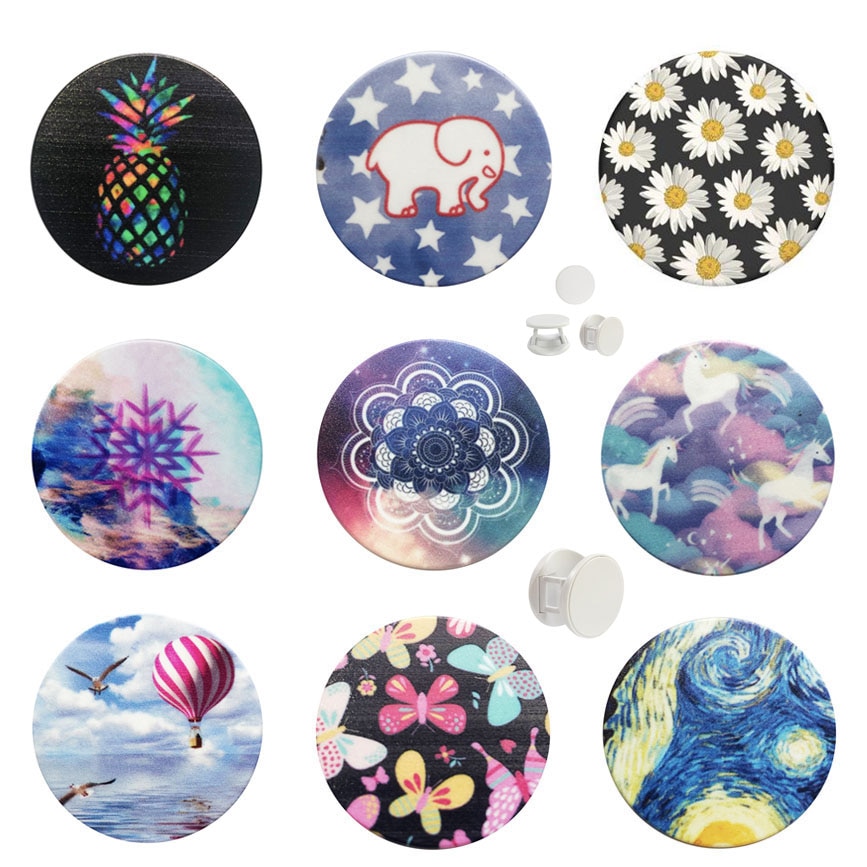 Leuke Patroon Draagbare Ronde Lucht Elastische Pocket Socket Pop-Up Telefoon Houder Uitbreiding En Telefoon Handvat