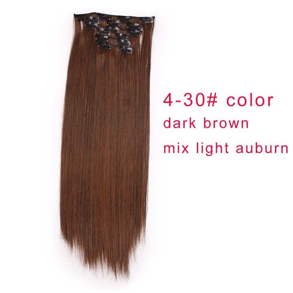 AISI QUEENS Clips In Hair Extension Long Straight Hair Clips for Women 8pcs/set Synthetic 16 Clips In Hair Extensions: 4-30