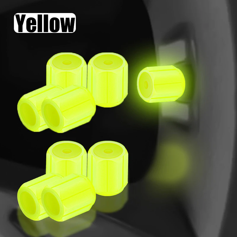 Luminous Car Tire Valve Caps Plastic Red Motorcycle Bike Tyre Valve Caps Wheel Hub Glow Decoration Dustproof Tyre Rim Stem Cover: Orange