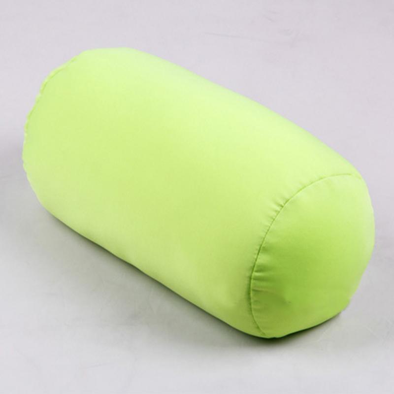 Almohada cilíndrica de 30cm x 16cm, Micro cojín trasero, con cabezal de almohada, Mini microcuentas, de viaje, para decoración de cama: Green