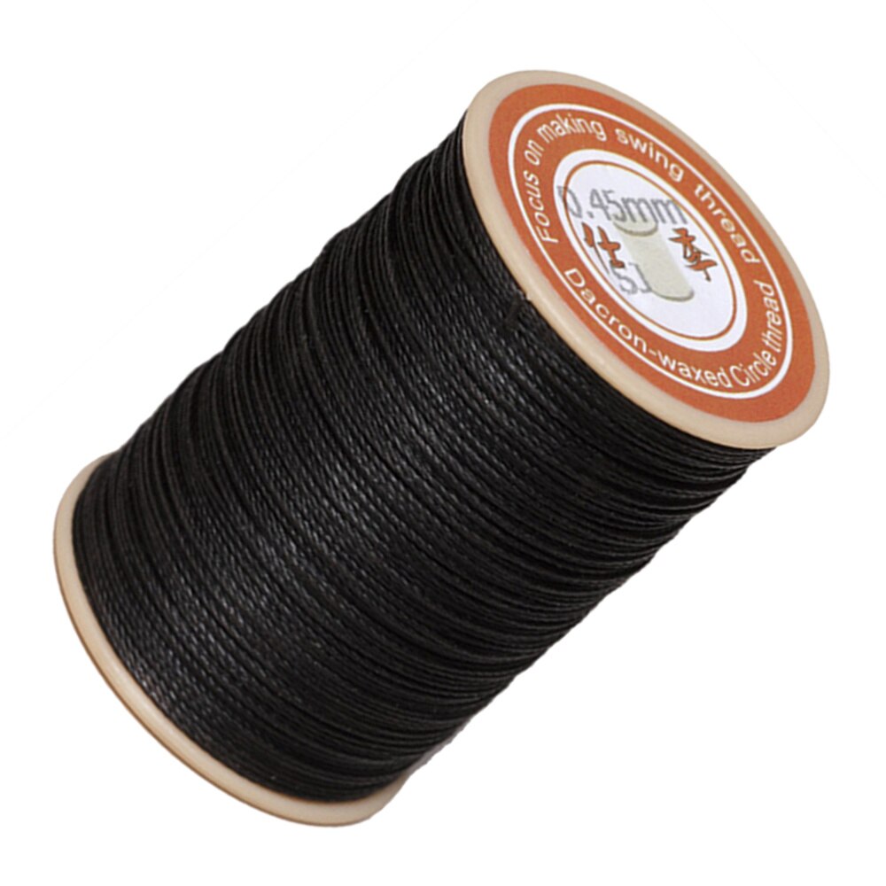 1PC 0.45mm Round Waxed Thread Leather Sewing Thread Hand Stitching Thread for Craft DIY (White): Black