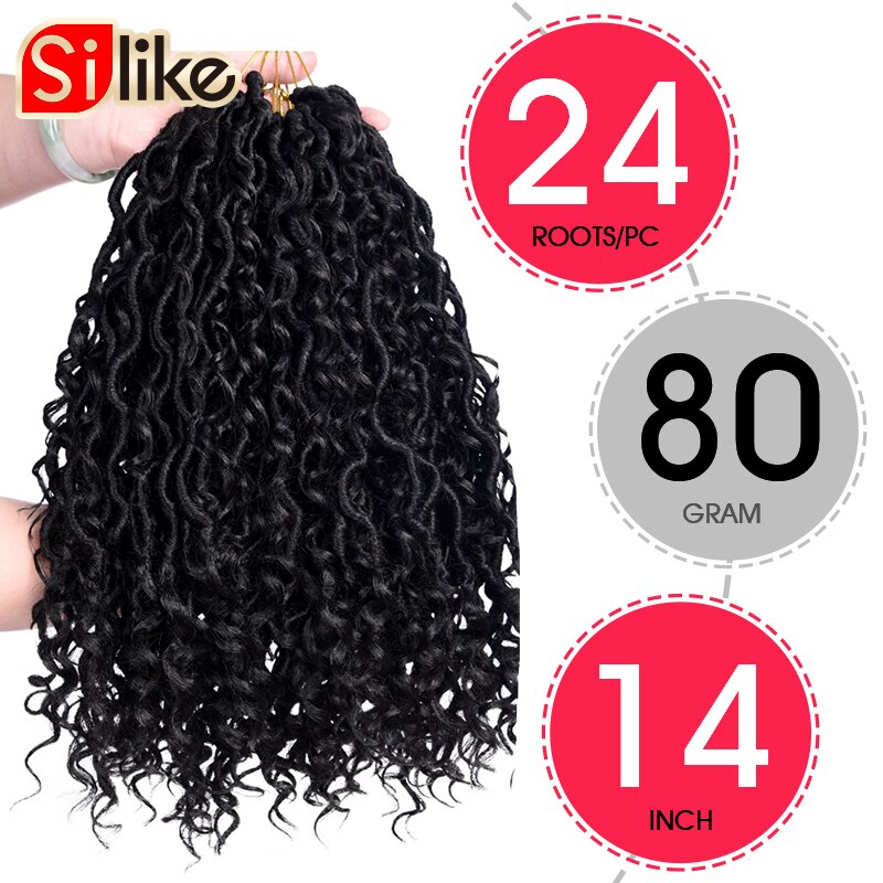 Silike 14 "dea Locs estensioni dei capelli tutto'uncinetto trecce sintetiche a spirale serrature per capelli trecce tutto'uncinetto per donne 24 fili