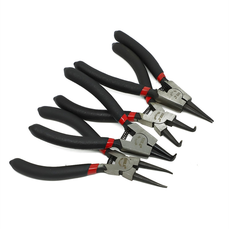 Pack-4 Heavy Duty Circlip Pliers Kit Outside Inside 7" 180mm Right Angled Beak Portable Multifunctional Snap Ring Circlip Pliers