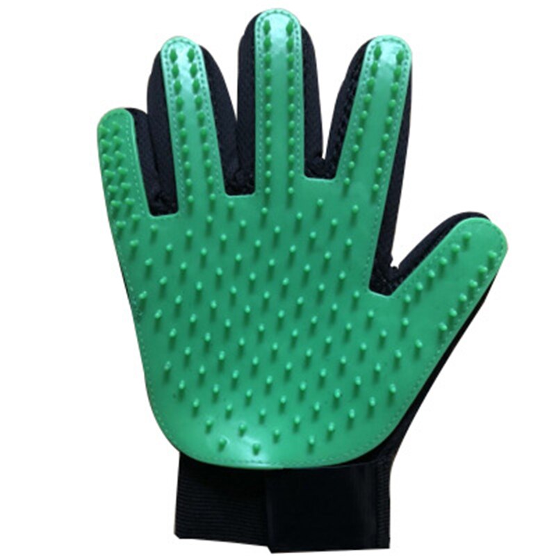 Chien Animal de compagnie toilettage gant Silicone caoutchouc chats brosse peigne desheding cheveux gants chiens bain Massage fournitures de nettoyage animaux peignes: Right Green