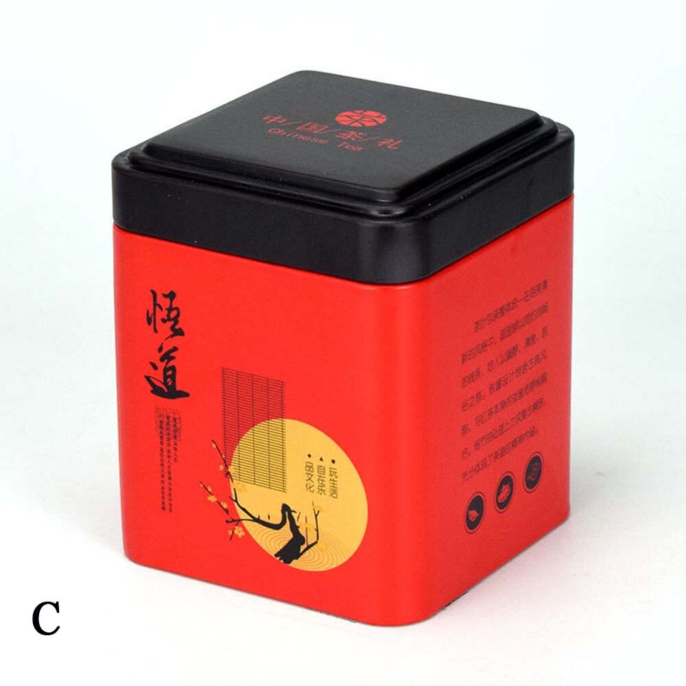 Mini blikken opbergdoos kleine koffie thee opbergpot vierkante verzegelde theebladeren ijzeren verpakkingsdoos chinese stijl container blikken: C