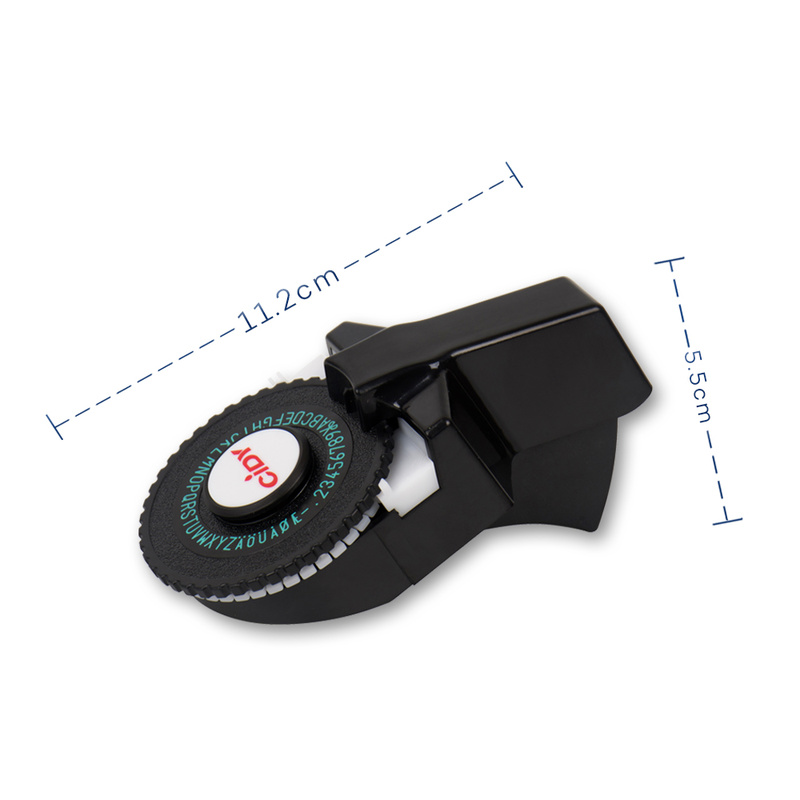 Fabricantes de etiquetas manuales negras Cidy C101 para grabación en relieve en 3D de 9mm, cintas de etiquetas de plástico, reemplazo de Mini máquina de escribir Manual de Motex E101