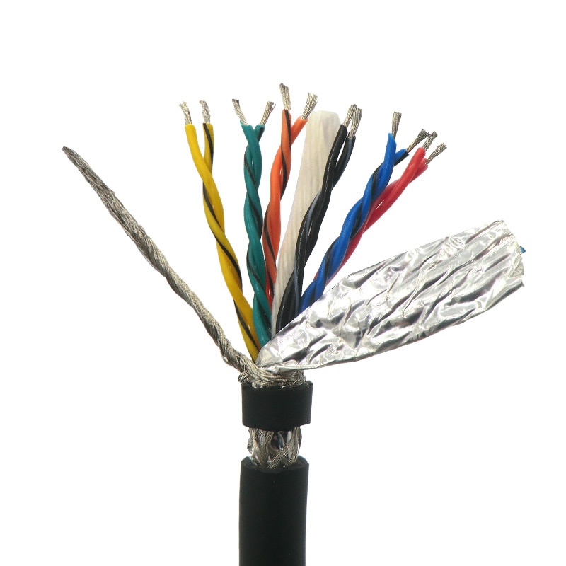 12 core Flexible Shielded Twisted Pair Cable 0.14, 0.2mm² Encoder Cable 26awg 24awg Tinned copper 485 Signal Control Wire 5m