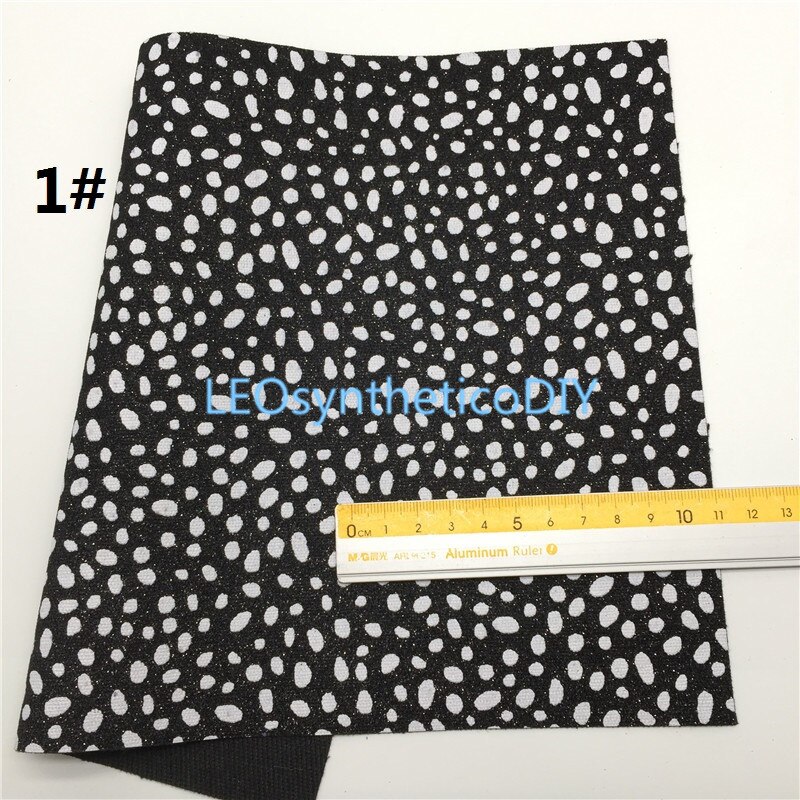 1PC 21X29CM Glitter Fabirc, Dots Printed Glitter Leather Sheets For Making Bows LEOsyntheticoDIY T433A