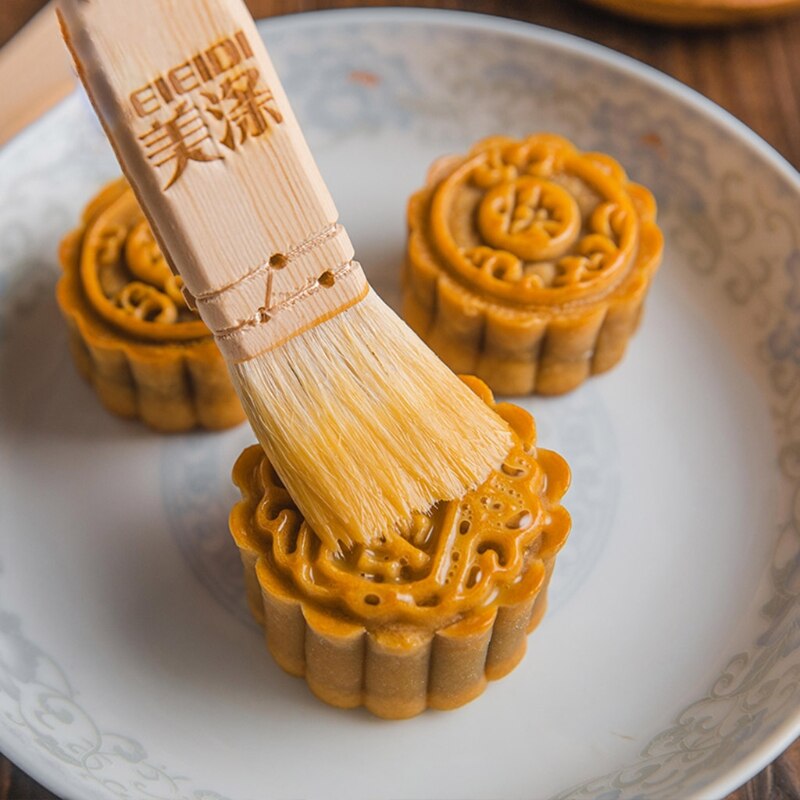 Cepillo de pastelería Mooncake para el hogar, pinceles para hornear de aceite de barbacoa, mango de madera, herramientas de cocina de lana