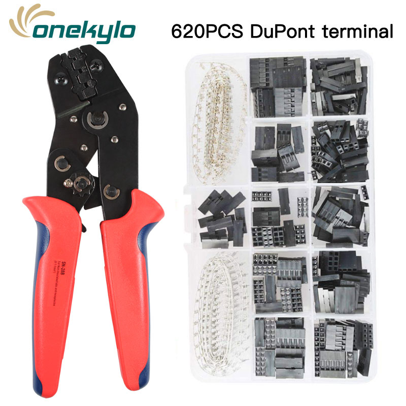 SN-28B crimping plier 0.25-1mm² with 620pcs Dupont Connector 2.54mm, Dupont Cable Jumper Wire Pin Header Housing Kit