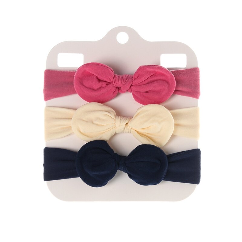 Diademas con lazo de nailon suave para niña, cintas elásticas de Color sólido para el pelo con lazo, accesorios para el cabello para recién nacido, 3 uds.
