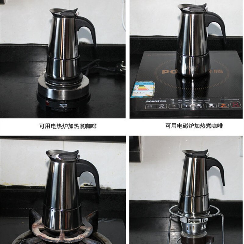 Rvs moka koffie pot europese stijl koffiekopje espresso pot cafetera melk werper thee maker