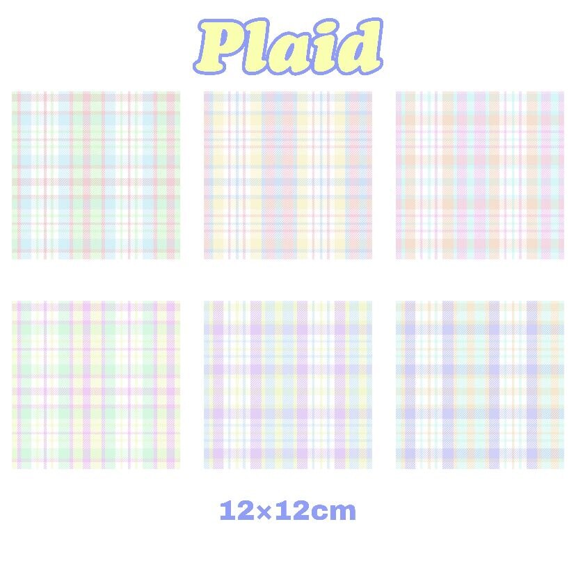 DIY Idol Cards Pink Square Loose Leaf Notebook Clear Photo Collage Card Star Admirer Square Binder 꾸미기 Korean Stationary: 48pcs Plaid Paper