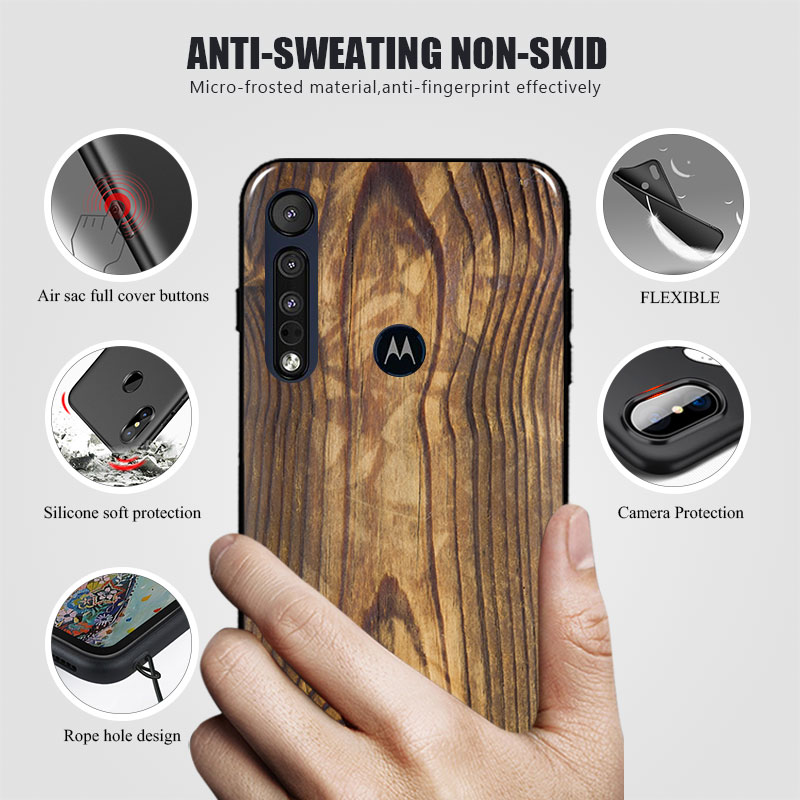 Wood grain For Moto one macro case cover Soft TPU Silicone painting For Motorola G8 Play Funda Coque Soft Bumper