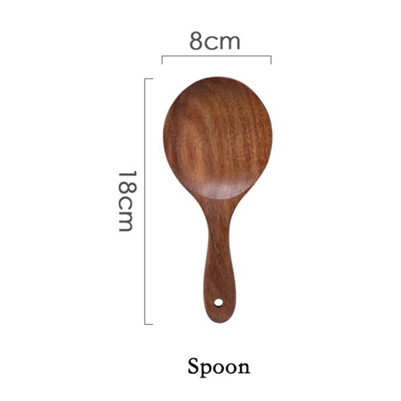 Vajilla de madera teca tailandesa Natural, cuchara, cucharón, colador de arroz largo, colador de sopa, cucharas de cocina, juego de herramientas: Style 7