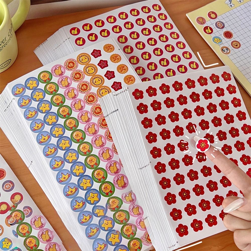 Beloning Stickers Voor Kinderen Ster Kleine Rode Bloem Lof Stickers Cartoon School Leraar Aanmoediging Motiverende Sticker