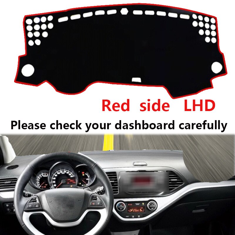 Auto dashboardhoes dashboard mat tapijt cape voor kia picanto morning 2 lagen lhd rhd auto zonnescherm kussen: Lhd rode kant
