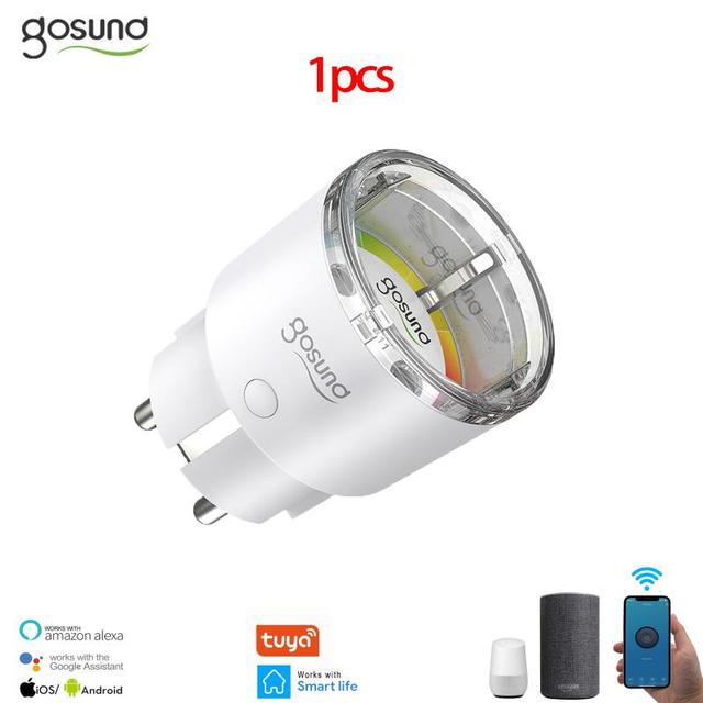 Tuya Gosund – prise intelligente WiFi, adaptateur ue 10A 220V, télécommande vocale sans fil, moniteur d&#39;alimentation, minuterie, pour Alexa Google Home: 1pcs