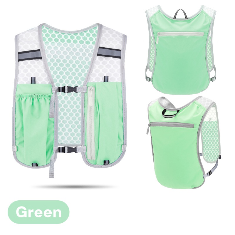 Outdoor Sports Hydration Vest Bag Men and Women Backpack for Running Climbing Hiking Cycling with a Water Bottle and Phone Pock: Green color