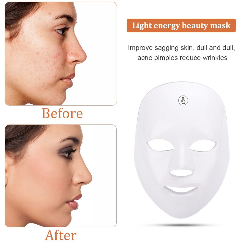 7 Colors Led Facial Mask Photon Therapy Light Energy Beauty Mask Anti Acne Wrinkle Whitening Spot Removal Skin Care Face Care