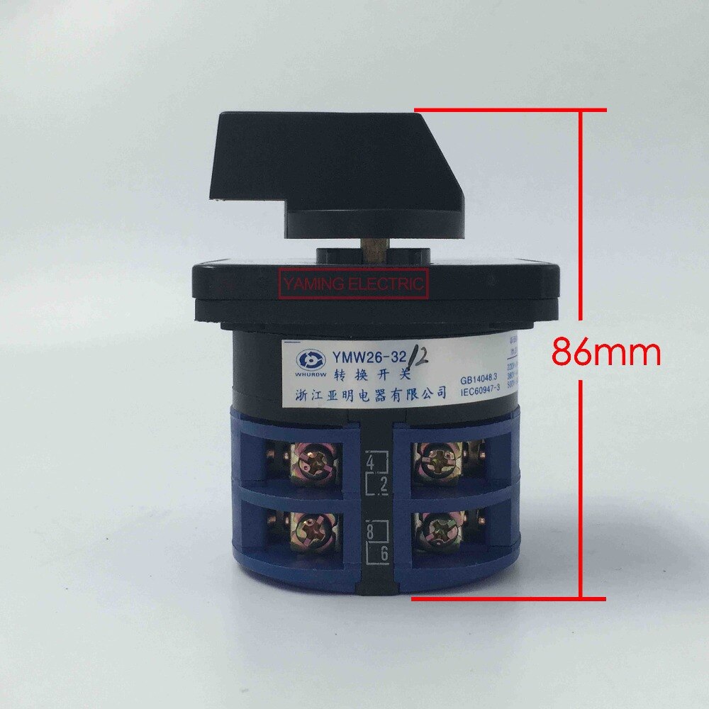 32A 3 positie 2 polen 8 schroeven draaischakelaar Handmatige overdracht omschakeling cam universele dc schakelaar LW26 YMW26-32/2