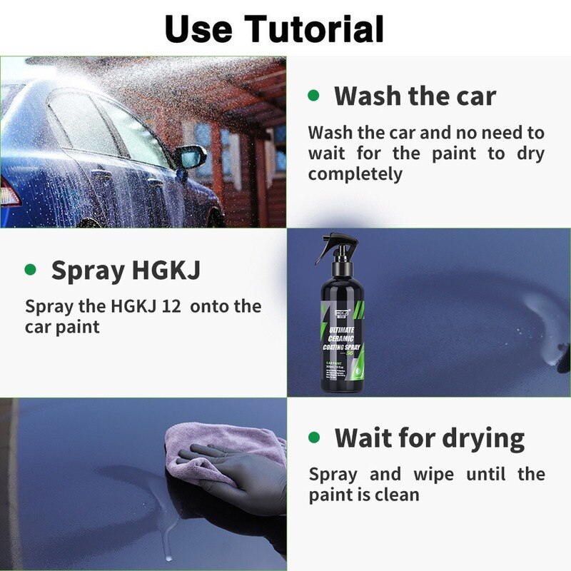 Kit de peinture de revêtement céramique 9H pour voiture, 300/100/50ml, pâte à polir, produits Nano, hydrophobe, couche rapide, cire liquide, HGKJ