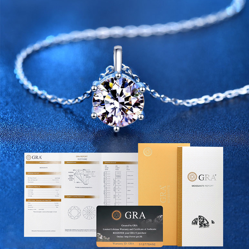 Colgante de diamante de moissanita para mujer, collares de plata de ley 925 para mujer, de boda, joyería de plata con certificación