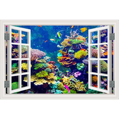 Nature Landscape Flowers 3D Window Art Wall Decal Waterproof Removable Wallpaper Scenery Mural Sticker Home Decor Poster: ZN32