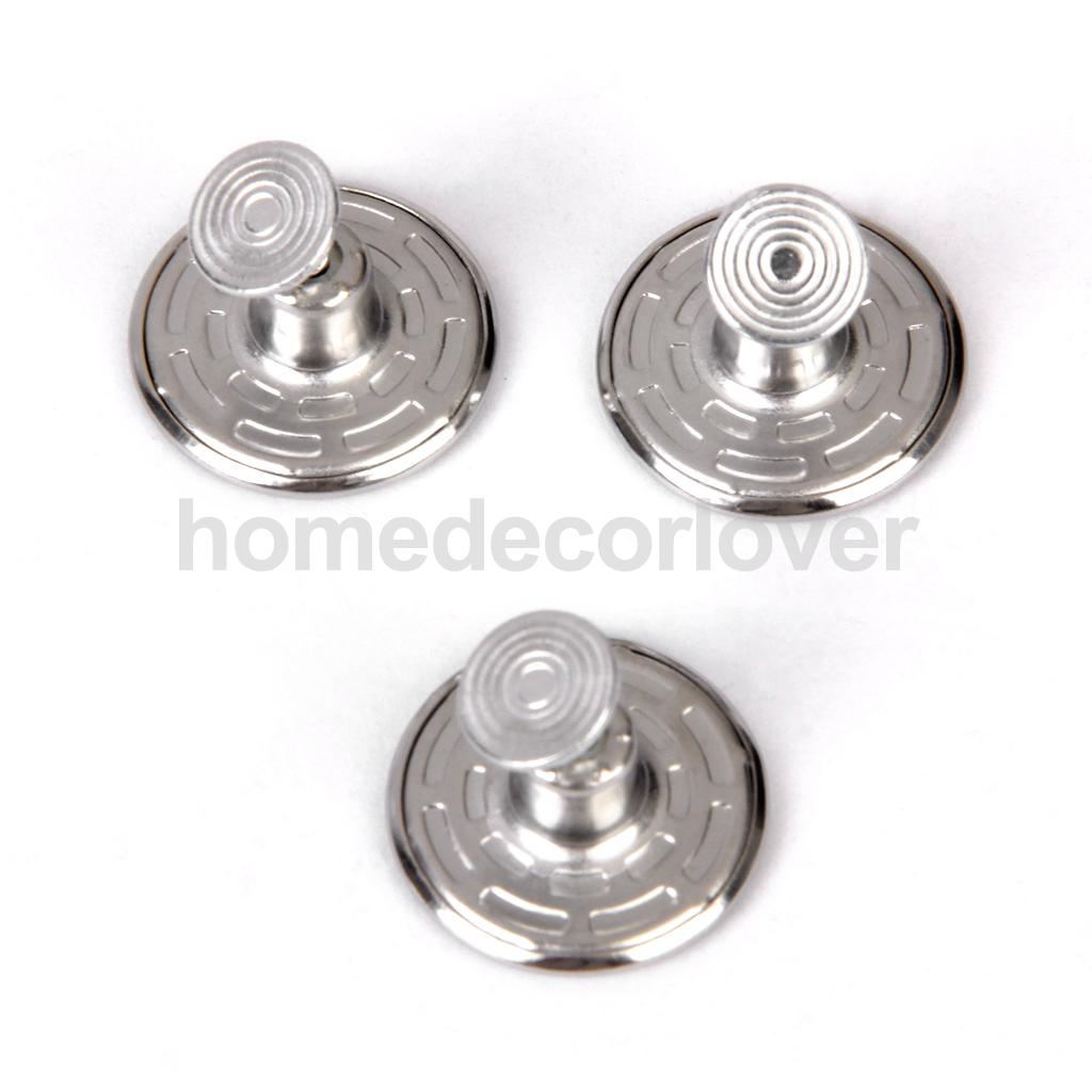 6 sets 20mm denim jeans knutselknopen, hamer erop, geen naaien, zilver, doe-het-zelf reparatie