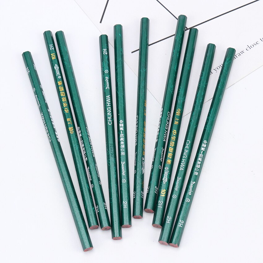 10 PCS Sketch And Drawing Writing Pencil Stationery Supplies 2H Sketch Non-Toxic Primary School Writing Pencil