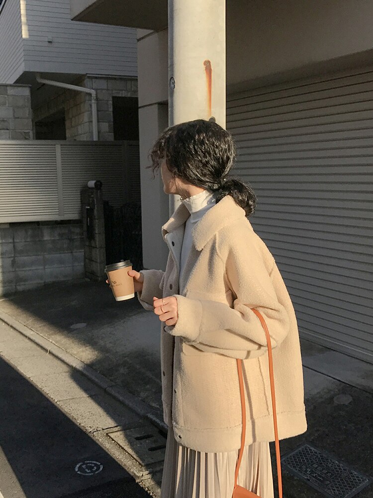 Vroege Voorjaar Anti Schapenvacht Jas Vrouwelijke Losse Pluche Jas Shirt Jasje