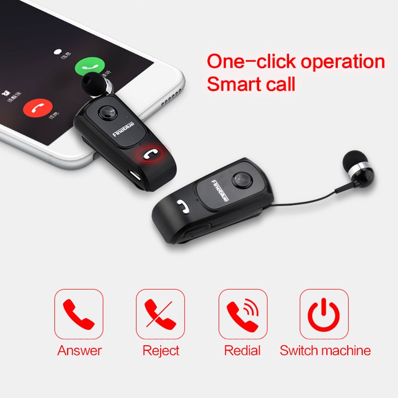Bluetooth Wireless Retractable Headset Hands-free Clip For Stereo Headset Mic Portable Phone Call Bluetooth Headset For Xiaomi
