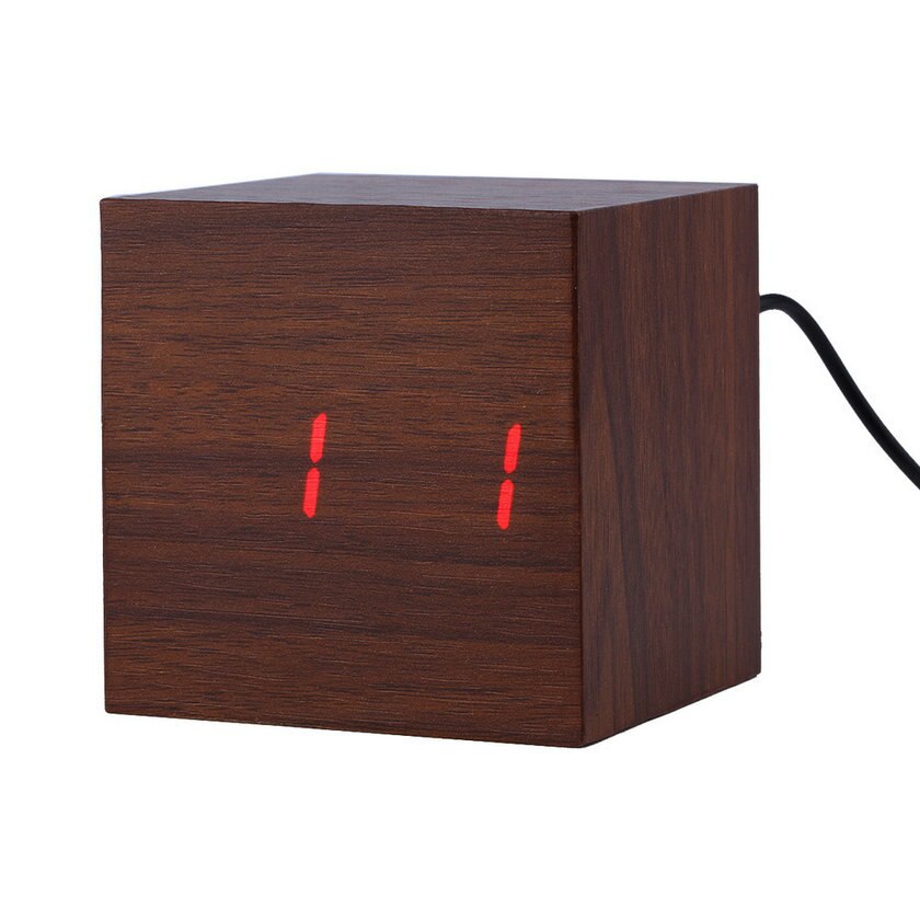 Moderne Houten Houten Vierkante LED Wekker Desktop Digitale Thermometer Houten USB/AAA Thermometer Datum Display Touch Enabled