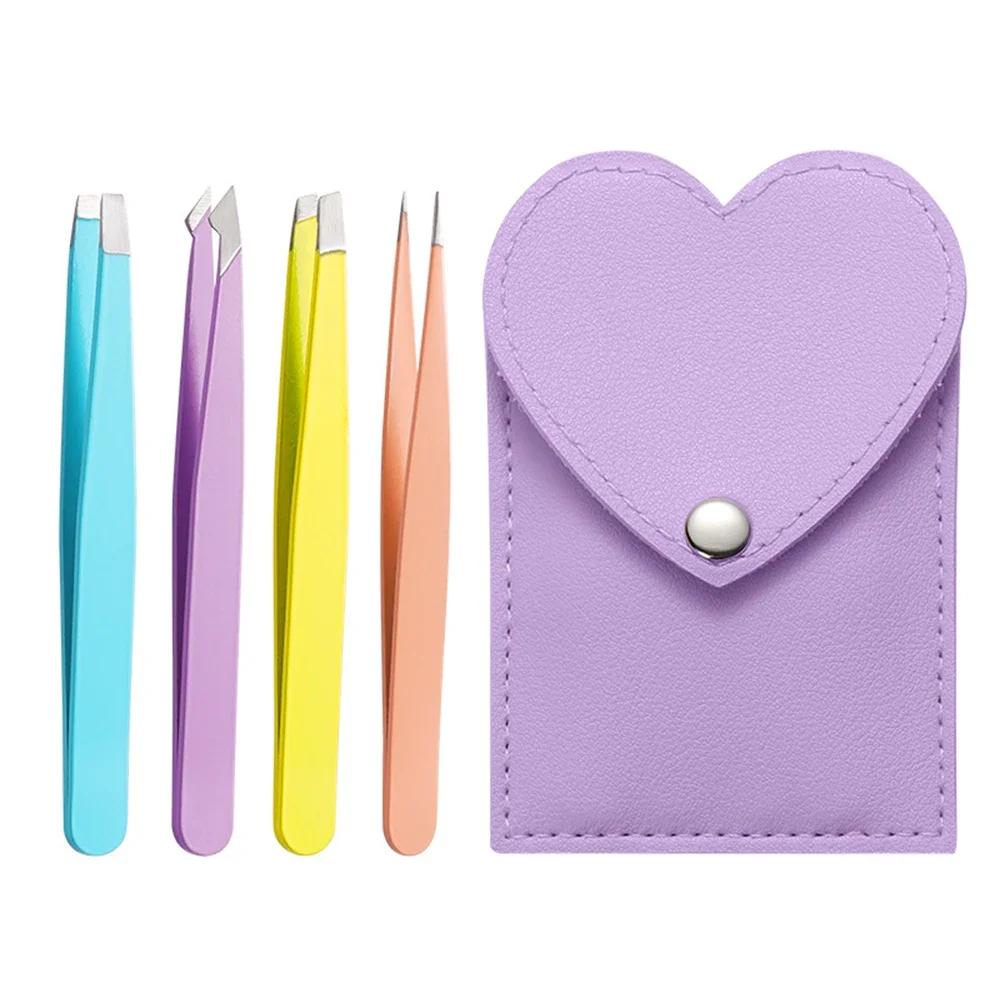 Hair Removal Tweezers Stainless Steel Eyebrow Tweezers Pink Slanted Black Tip Point Face Harmless Makeup Beauty Tool Cosmetic: Blue