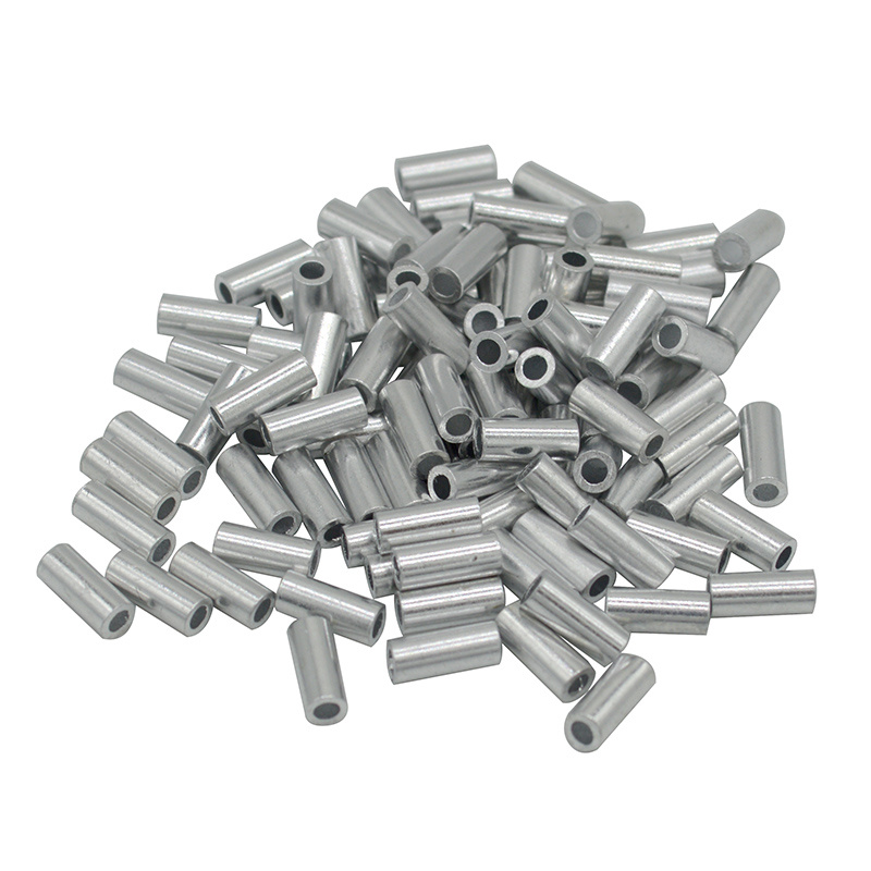Aluminum Fishing Crimp Sleeves 100pcs/lot Single Round Fishing Line Crimping Tube Wire Crimp Connector Accessories 1.0-2.0mm