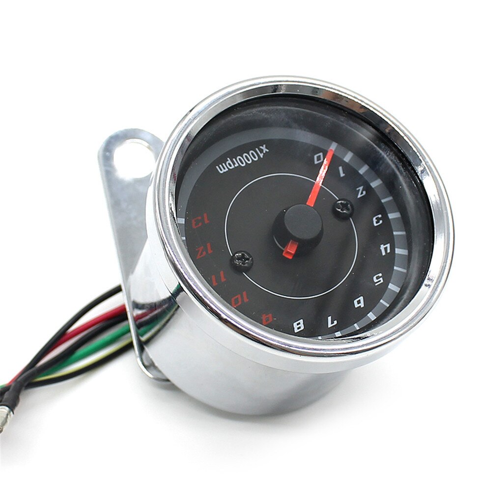 kongyide Motorcycle Digital Waterproof Inductance Tachometer Pointer Instrument Retro Tachometer Meter Gauge LED 12V Jly22