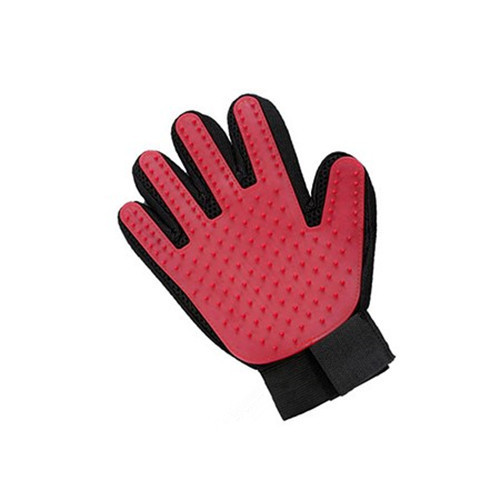 Guantes de goma para mascotas, guante de Aseo para perros y gatos, removedor de pelo de animales, cepillo rascador para masaje de peinado: One pair / Red