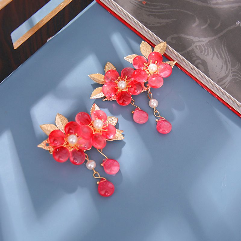 Cute Hairpin Hanfu Hair Accessories for Girls Women Red Hair Grips Barrette: Default Title