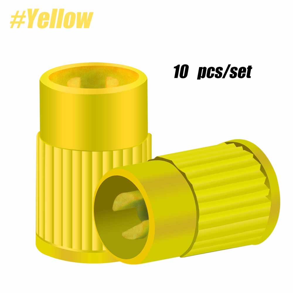 10pcs Tyre Valve Caps, Plastic Car Tire Stem Dust Covers Universal Valve Caps for Cars Trucks Motorcycles SUVs and Bikes: Yellow